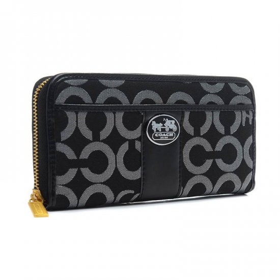 Coach Legacy In Signature Large Black Wallets BVR | Women - Click Image to Close